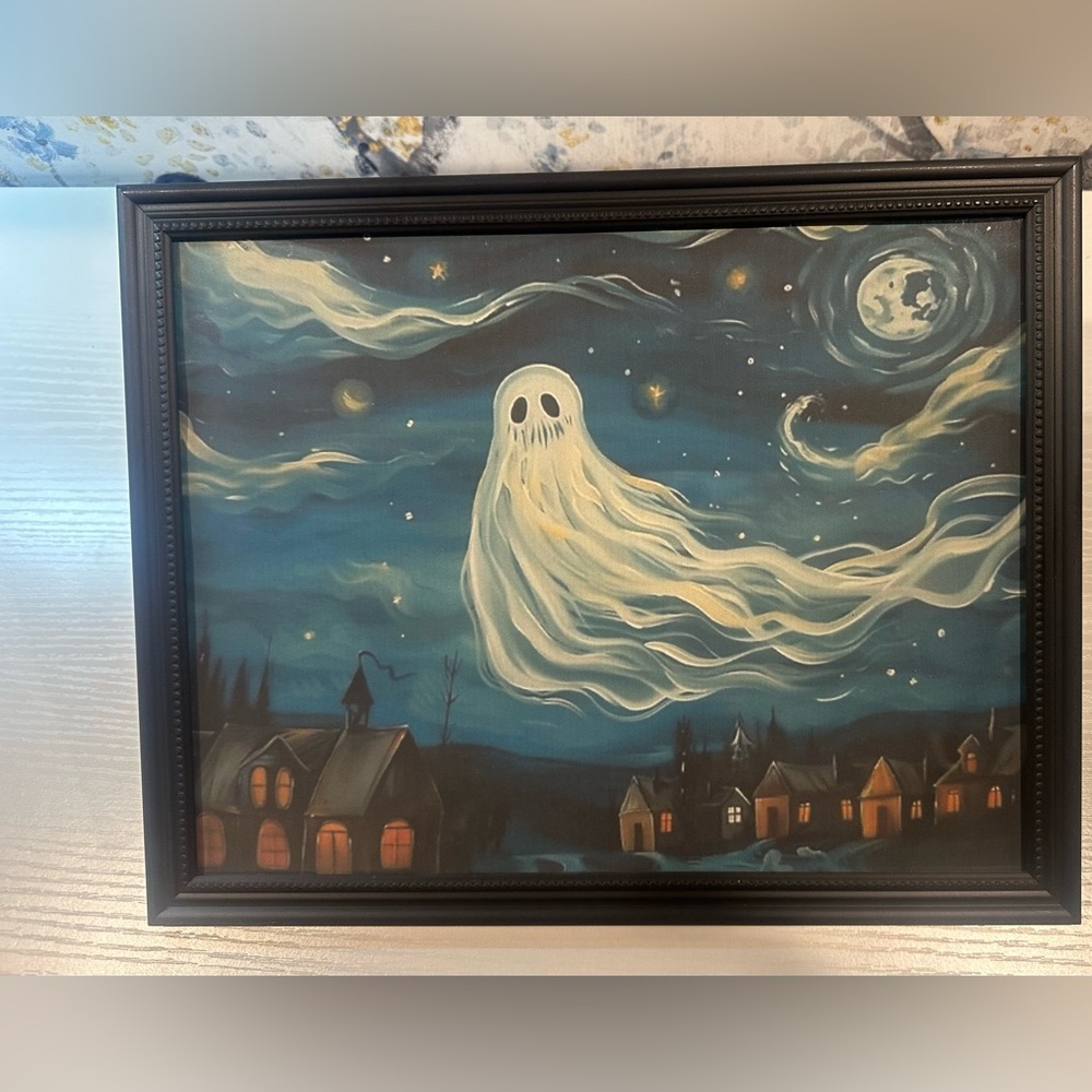 Halloween Canvas Wall Art, Gothic Horror Dark Ghost framed 8x10”